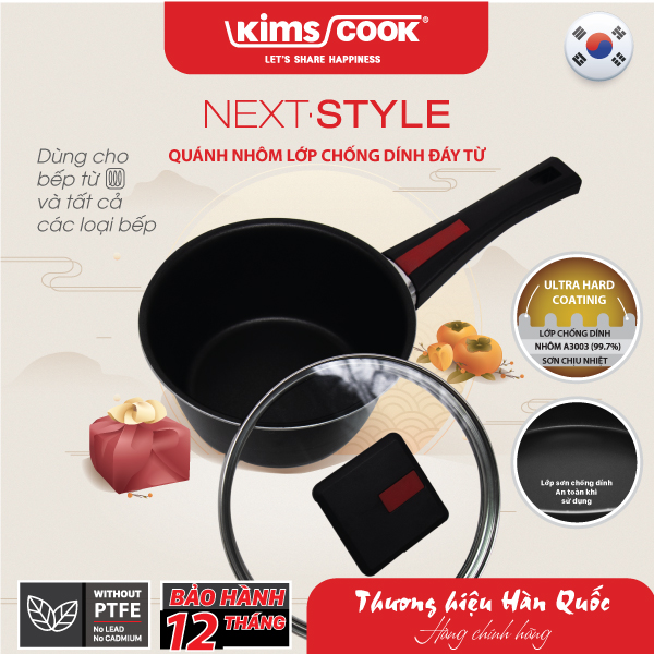 Quánh KIMS COOK Next Style 16cm đáy từ hợp kim nhôm chống dính