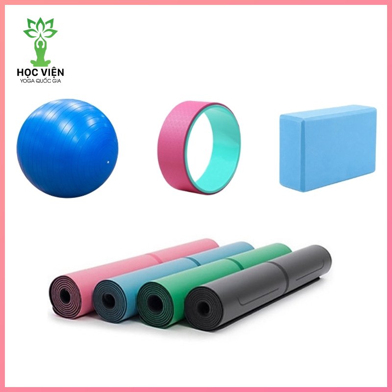 Combo 4 sản phẩm Yoga - YOGA QG: 1 Thảm Yoga Định Tuyến + 1 Gạch Tập Yoga + 1 Bóng Tập Yoga Trơn + 1 Vòng Tập Yoga Trơn