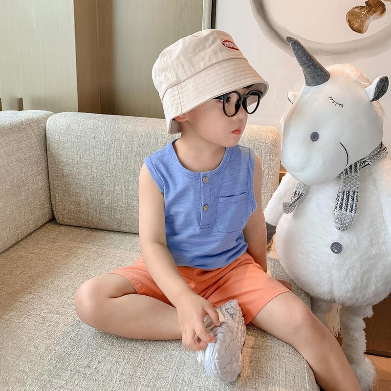 Áo thun bé trai ba lỗ sát nách cotton thoáng mát màu trơn túi ngực size đại 30kg Magickids Quần áo trẻ em AO22020