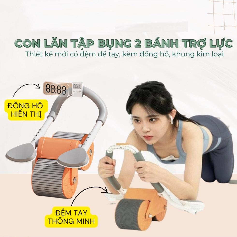 Con lăn tập bụng - Dụng cụ tập gym tại nhà thế hệ mới 2 bánh có chỗ để tay tiện dụng, chất liệu cao cấp - Hãng dododios