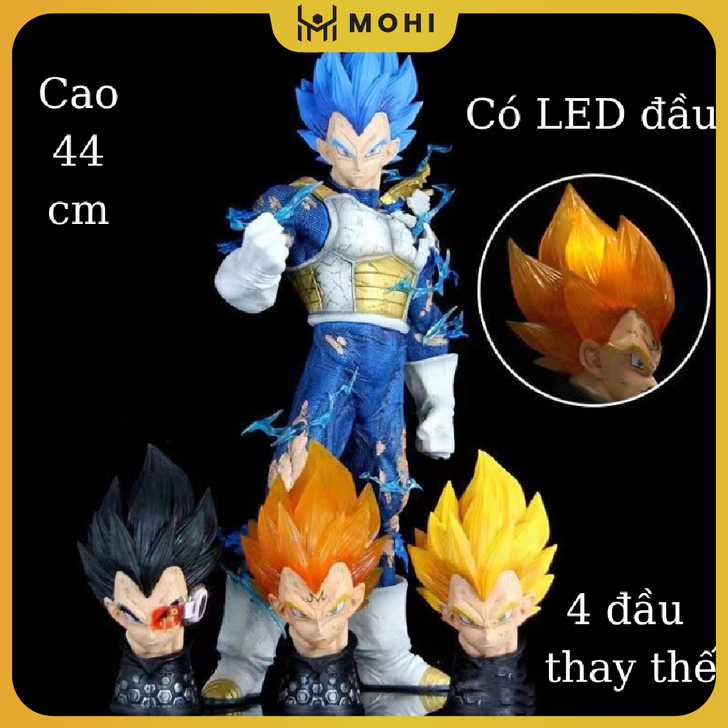 Mô Hình DragonBall Vegeta siêu chất 3 đầu thay thế - có led trên đầu , cao 47cm - Figure DragonBall - Hộp carton