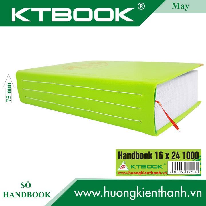 SỔ GHI CHÉP BÌA DA KTBOOK HANDBOOK CAO CẤP 1000 trang size 16 x 24 cm ruột giấy in caro (MAY GÁY)