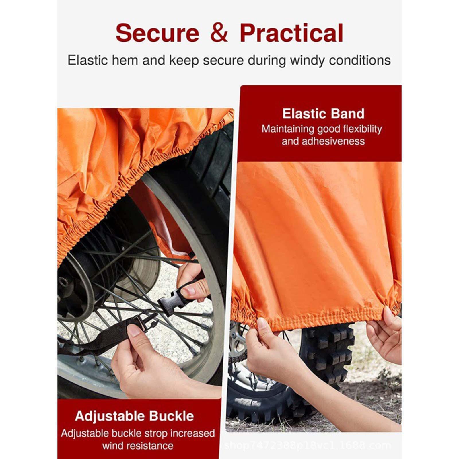 Universal Motorcycle Cover Protective Cover Windproof Buckles with Reflective Strips, Durable Waterproof Dustproof Rain Cover Motorbike Cover