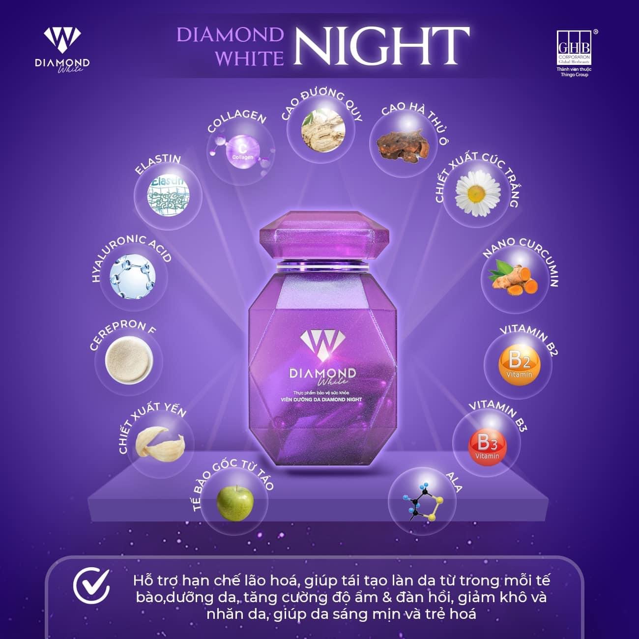 Viên Uống Trắng Da DIAMOND WHITE Hỗ Trợ Dưỡng Trắng, Giúp Da Căng Bóng, Mờ Nám Tàn Nhang, Mang Lại Làn Da Trắng Sáng Mịn Màng