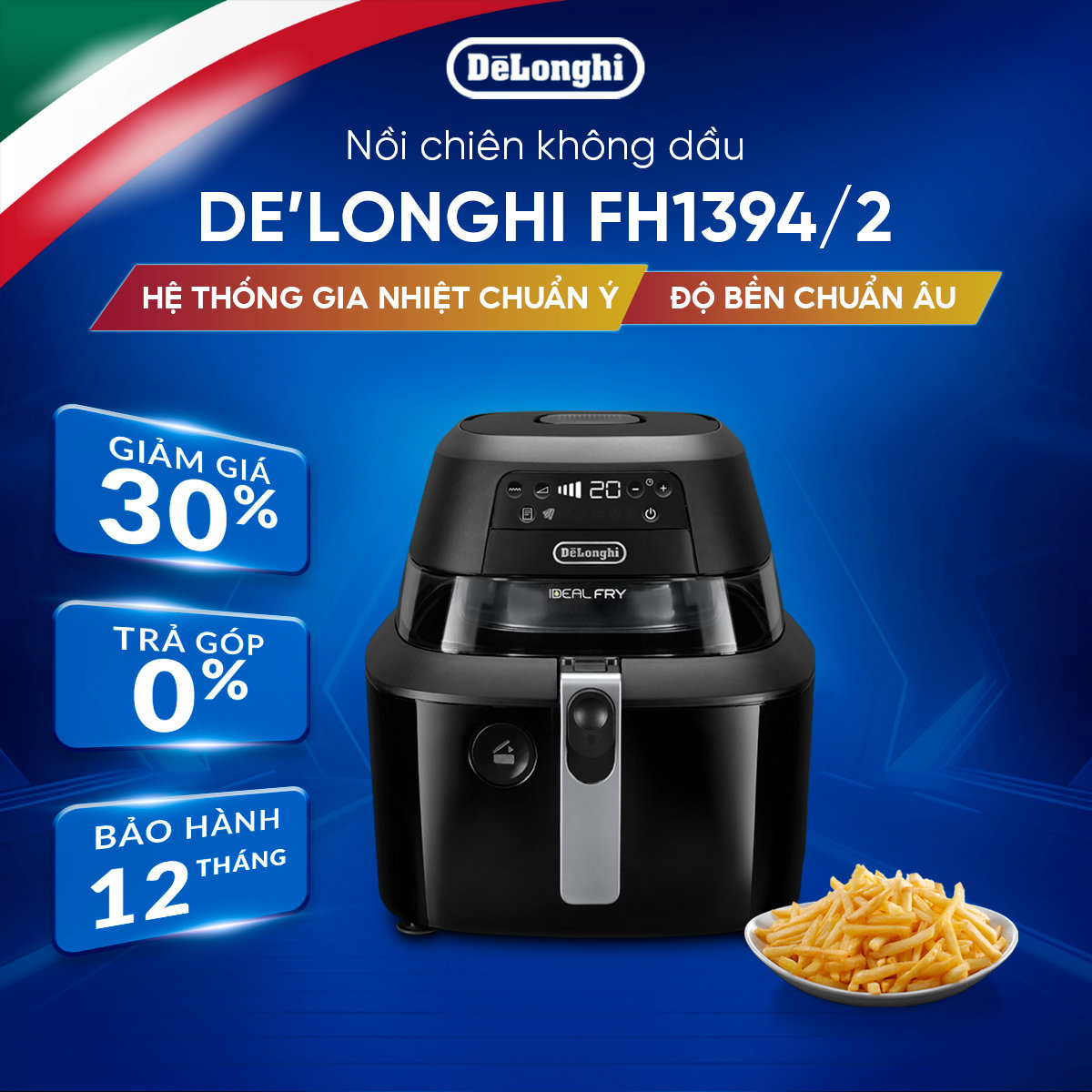 [Hàng chính hãng] Nồi chiên không dầu đa năng DeLonghi FH2394.BK