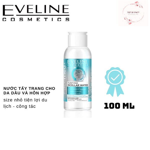 Nước tẩy trang Eveline Facemed+ dành cho da thường và hỗn hợp 100ML
