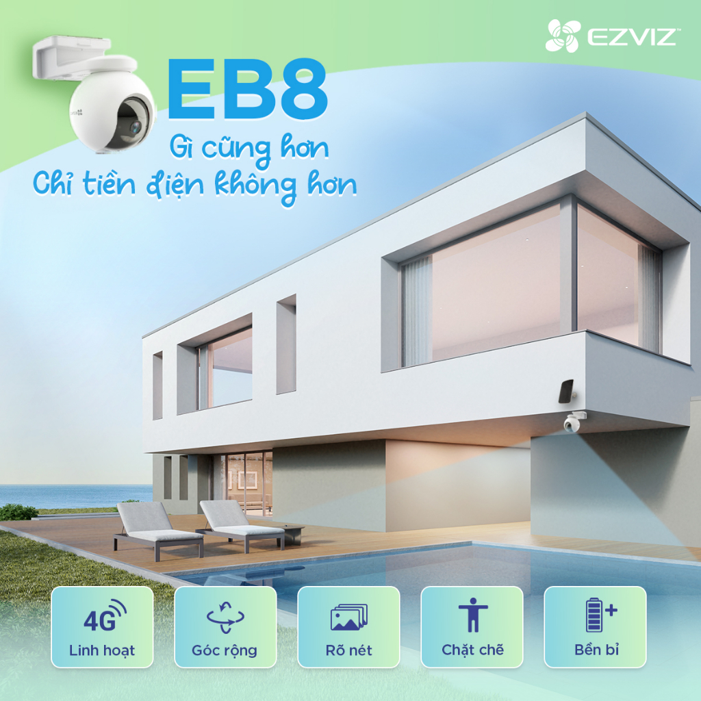 Hình ảnh Camera Ezviz EB8 2K Dùng Sim 4G Kèm Pin Năng Lượng Mặt Trời -  Hàng chính hãng