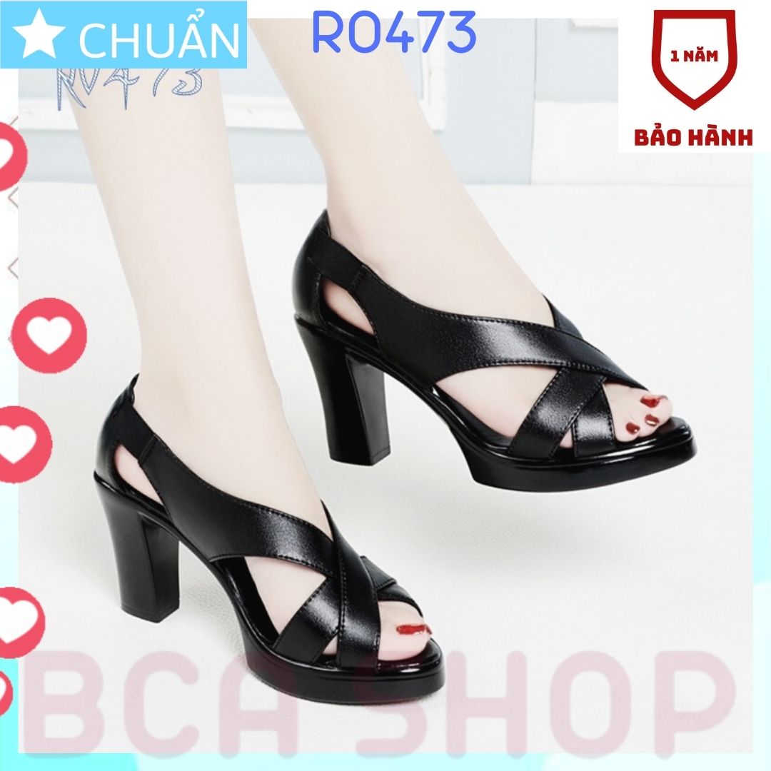 Giày cao gót nữ 8p RO473 ROSATA tại BCASHOP bít mũi quai sau phối thun nên mang rất ôm chân - màu đen