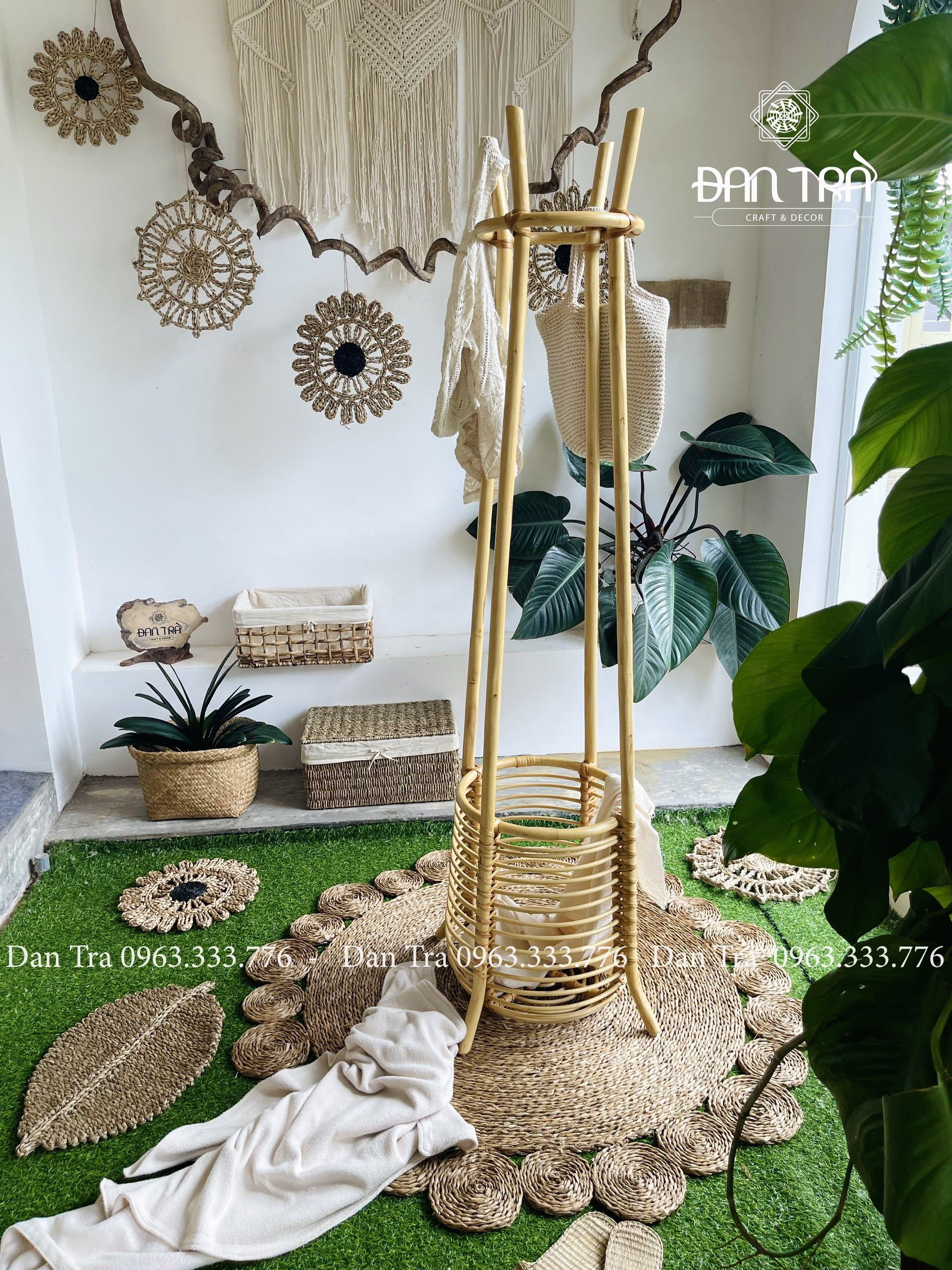 Giá Mây Treo Quần Áo - Kệ Mây Treo Đồ Cao Gọn - Giá Mây Treo Đa Năng - Nội Thất Mây Tre ĐAN TRÀ- Mây Tre Đan Trà Decor