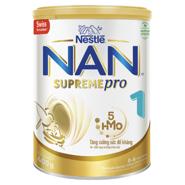 Sữa Bột Nestlé NAN SupremePro 1 lon 400g với 5HMO &amp; đạm Gentle Optipro nhập khẩu nguyên lon từ Đức