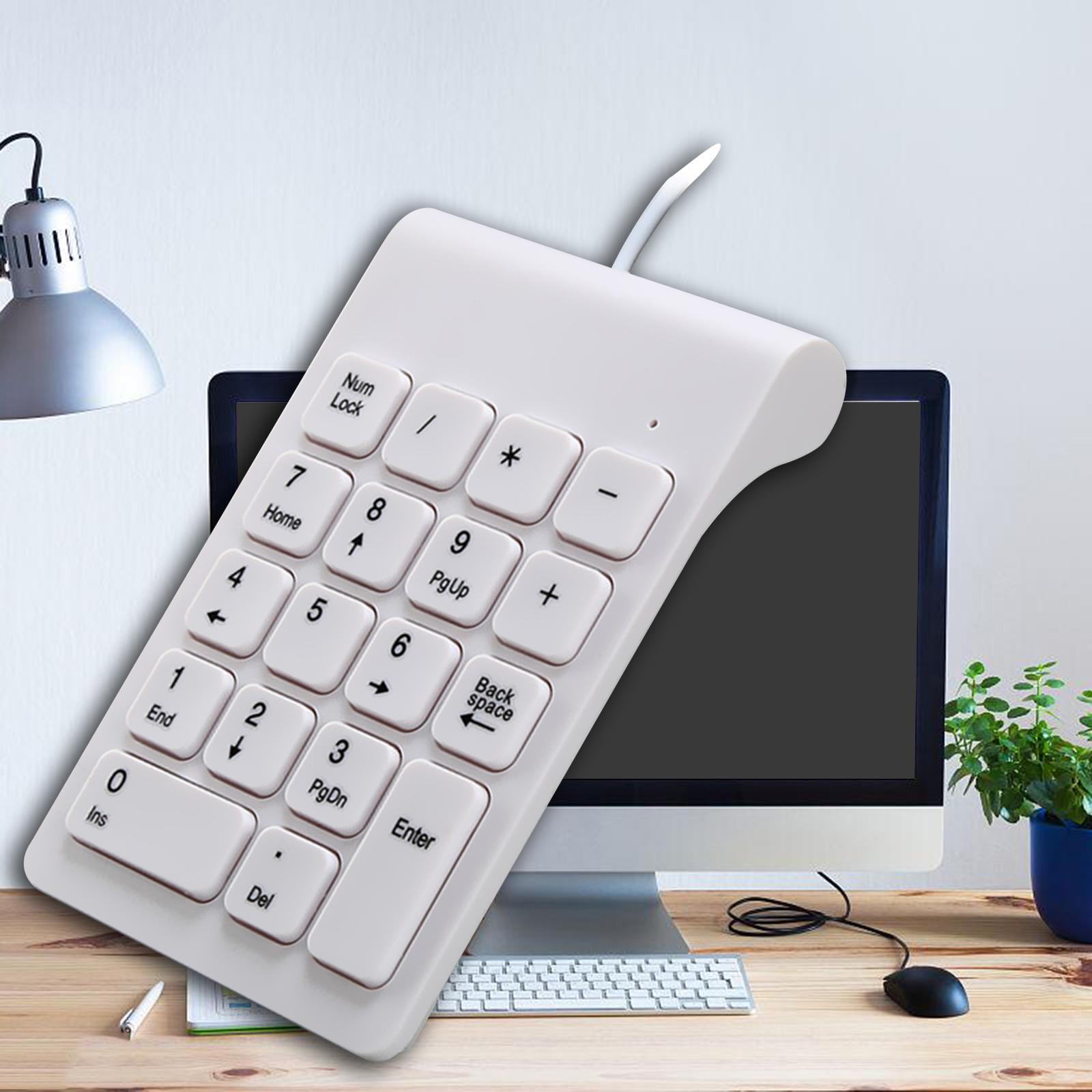 Wired USB Numeric Keypad 18 Keys Anti Slip Easily Carry White
