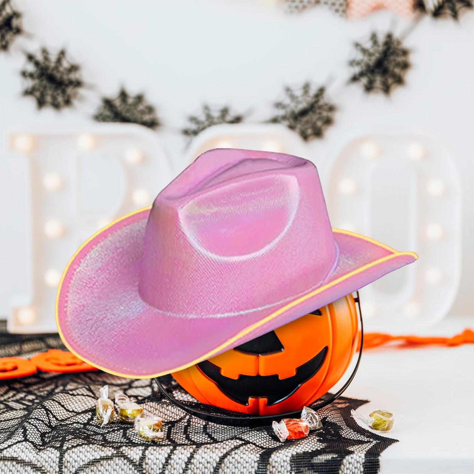 LED Cowboy Hat, Light up Cowboy Hat, Headwear Fancy Dress Headgear Cowgirl Hat Western Hat for Role Play Engagement Halloween Music Festival
