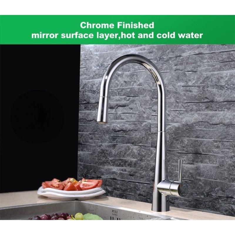 VÒI RỬA CHÉN BÁT ROSLER-168, NÓNG &amp; LẠNH - CÓ DÂY RÚT KÉO DÀI, ĐỒNG MẠ CHROME, AN TOÀN, BỀN BỈ