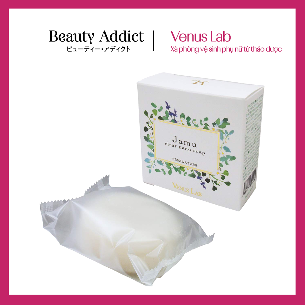 Xà Phòng Vệ Sinh Phụ Nữ Nhật Bản Venus Lab Féminature Jamu Clear Nano Soap, Ngăn Mùi Hôi, Giảm Viêm Ngứa, Dưỡng Ẩm, Dưỡng Da Sáng Mịn Và Mềm Mại, Chứa Collagen, Đậu Nành Và Nhiều Chiết Xuất Thảo Mộc Tự Nhiên