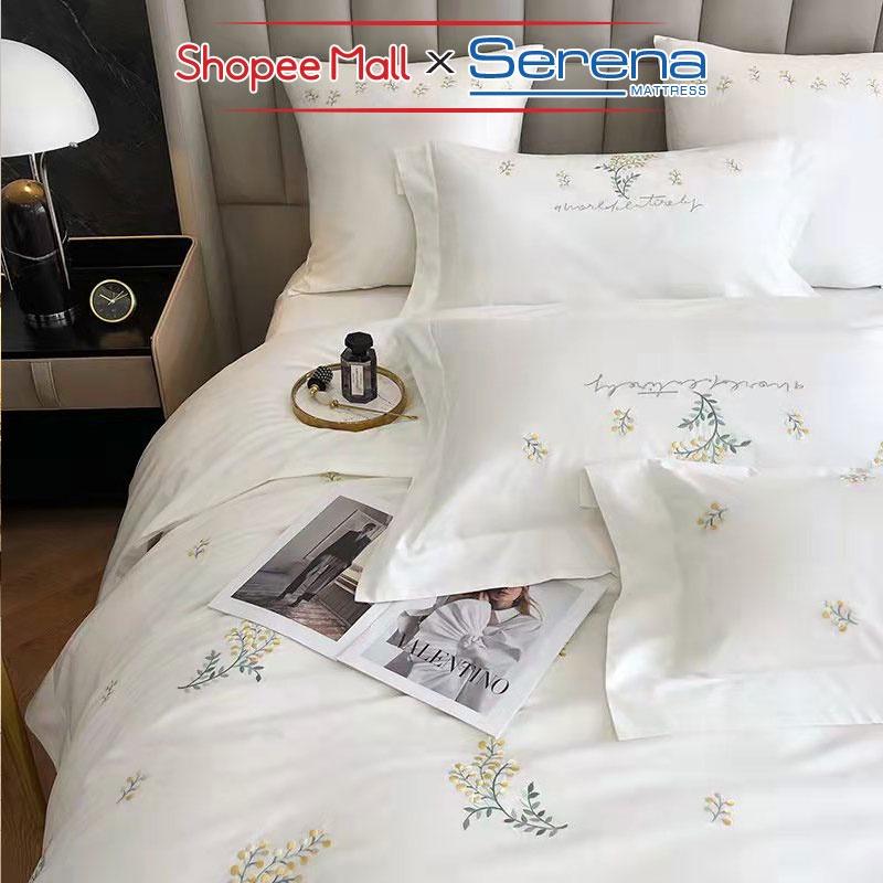 Chăn Ga Gối Nệm 5 Món Lụa Tencel SERENA Chính Hãng Bộ Ra Grap Drap Trải Phủ Bọc Gối Giường Nệm Đệm Sang Trọng Cao Cấp