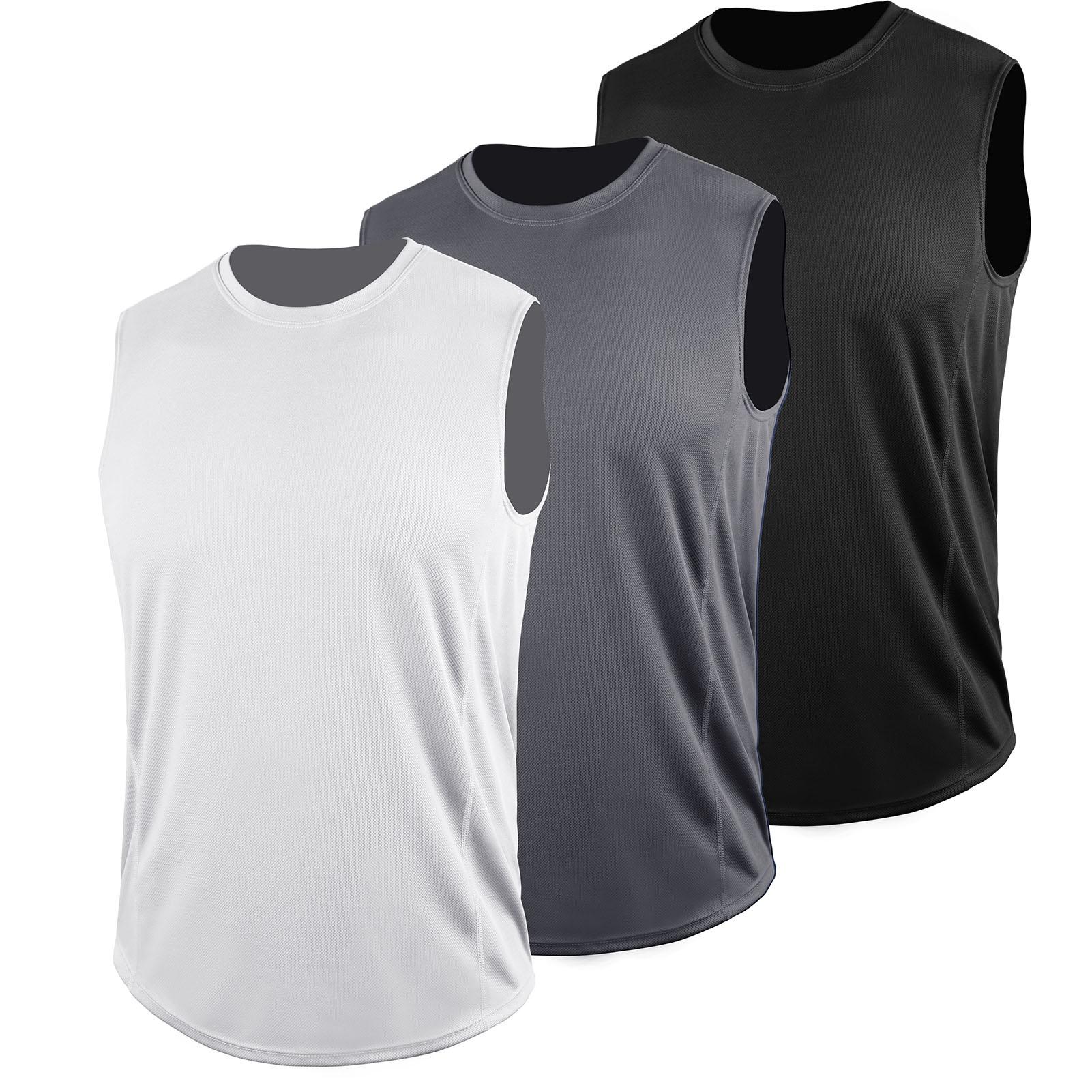 Set 3 cái áo thun ba lỗ dành cho nam tập gym, thể dục, chạy bộ, chất liệu nhanh khô, thấm hút mồ hôi
