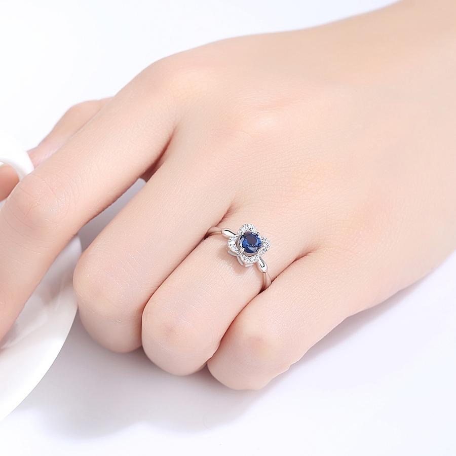 Nhẫn Bạc Nữ, Nhẫn Bạc Nữ Đính Đá Hoa Pha Lê Xanh Tinh Tế - N2395 - Bảo Ngọc Jewelry