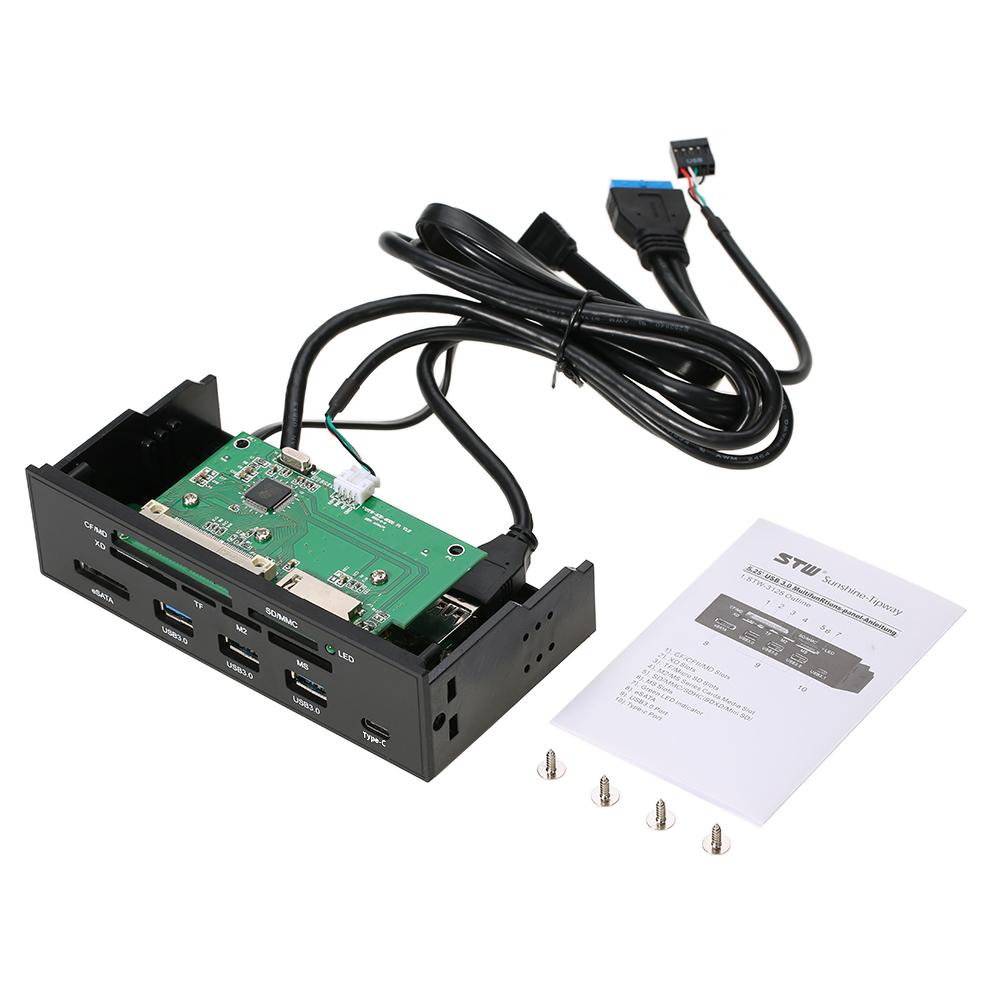 "Đầu đọc thẻ bên trong Sunshine-tipway STW 5.25 điều khiển đa chức năng PC Mặt trước Type-C USB 3.1 USB 3.0