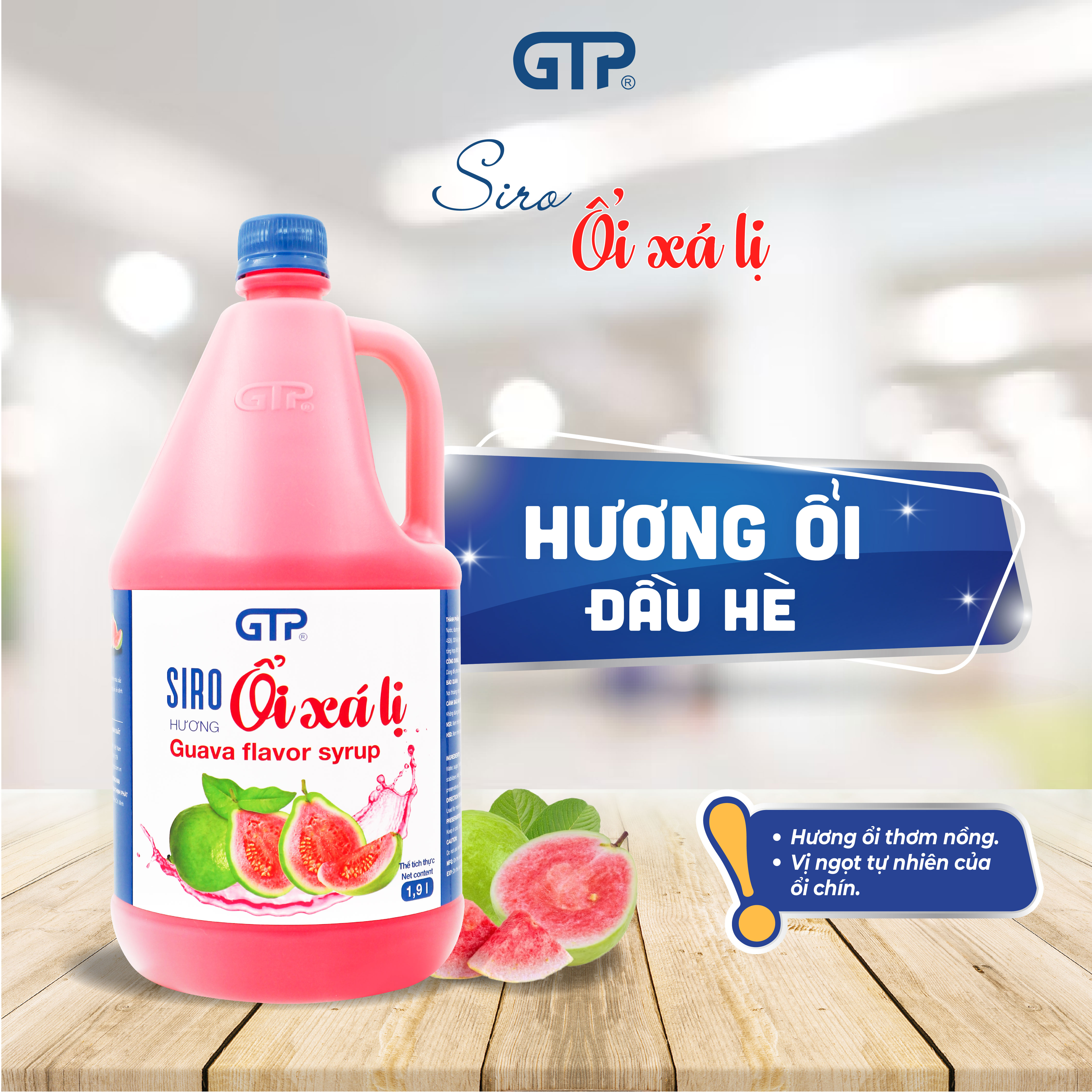 Siro Ổi Xá Lị GTP - Chuyên dùng pha chế: Trà sữa, Trà trái cây, Cocktail, Mocktail…