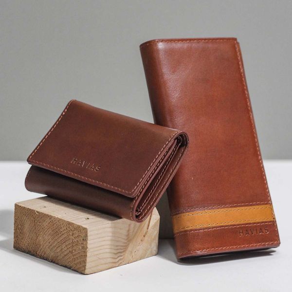 Couple Heyday2 &amp; Heart3 Handcrafted Wallet Brown