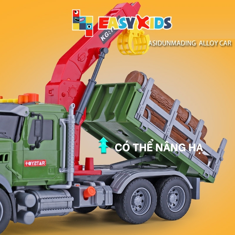 Xe Đồ Chơi Cho Bé Xe Chở Gỗ Mô Hình 1:12 Cỡ Lớn Có Đèn Nhạc