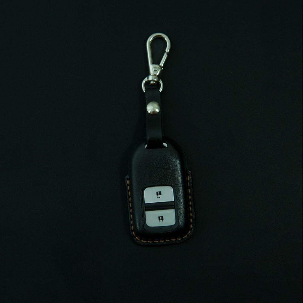 BAO DA CHÌA KHÓA MÀU ĐEN CHO SMARTKEY XE CRV - Bao chìa khóa handmade thủ công