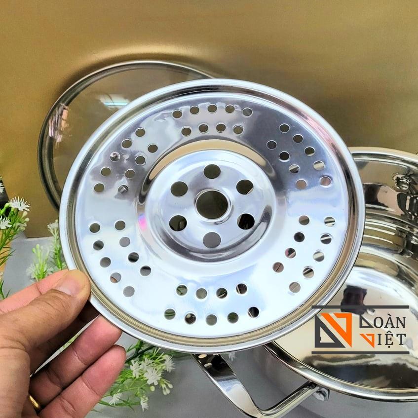 Nồi Xửng Hấp Inox ĐA NĂNG. Vỉ hấp rời sử dụng như Nồi Lẩu SOUP loại lớn dùng các loại bếp, bếp Từ (28cm, 26, 24, 22, 20)