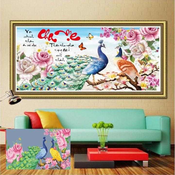 Tranh đính đá Cha Mẹ I 100x50cm I LV160