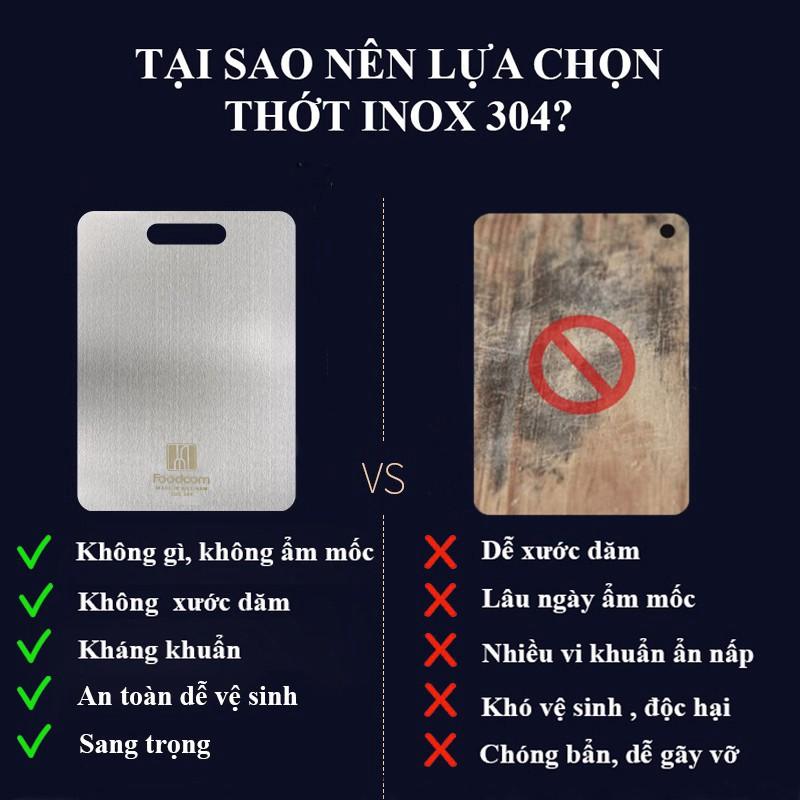 Thớt inox 304 kháng khuẩn, không ẩm mốc, han gỉ, tuyệt đối an toàn cho sức khỏe