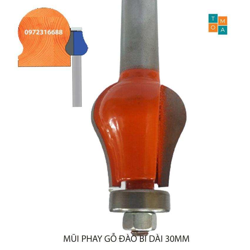 BỘ MŨI SOI GỖ - MŨI PHAY GỖ ĐÁNH TAY CẦU THANG CỘT TRÒN, MŨI LÕM R38 - MŨI ĐÀO BI DÀI 30MM CỐT 12.7MM