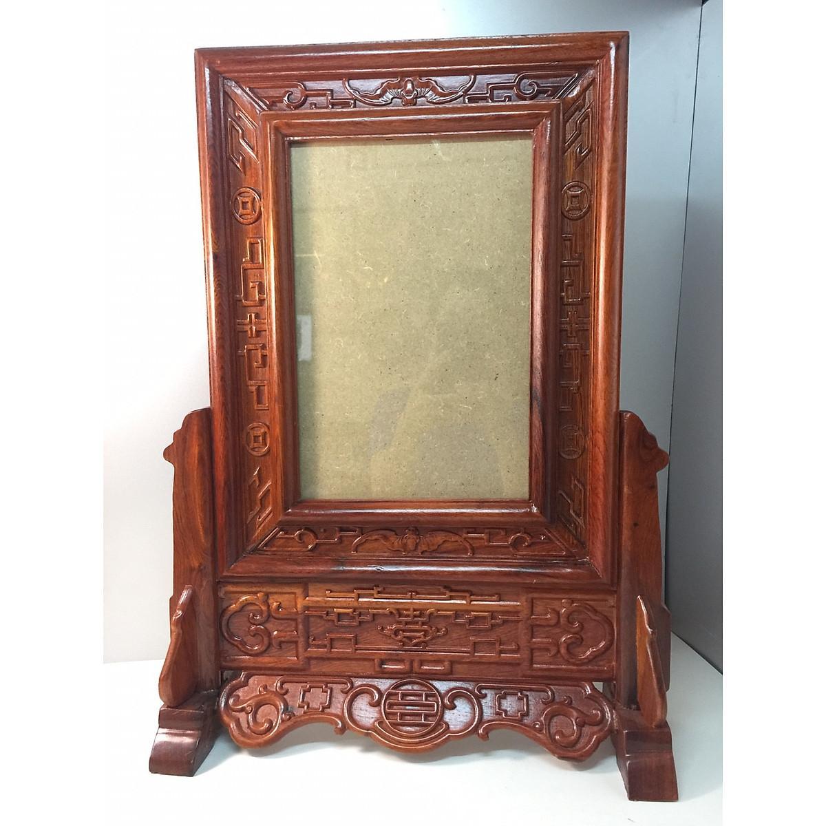 Khung Ảnh Thờ Kép Trạm Triện Sắc Nét - Chất Liệu Gỗ Hương Kích Thước Ảnh 20 x 30cm