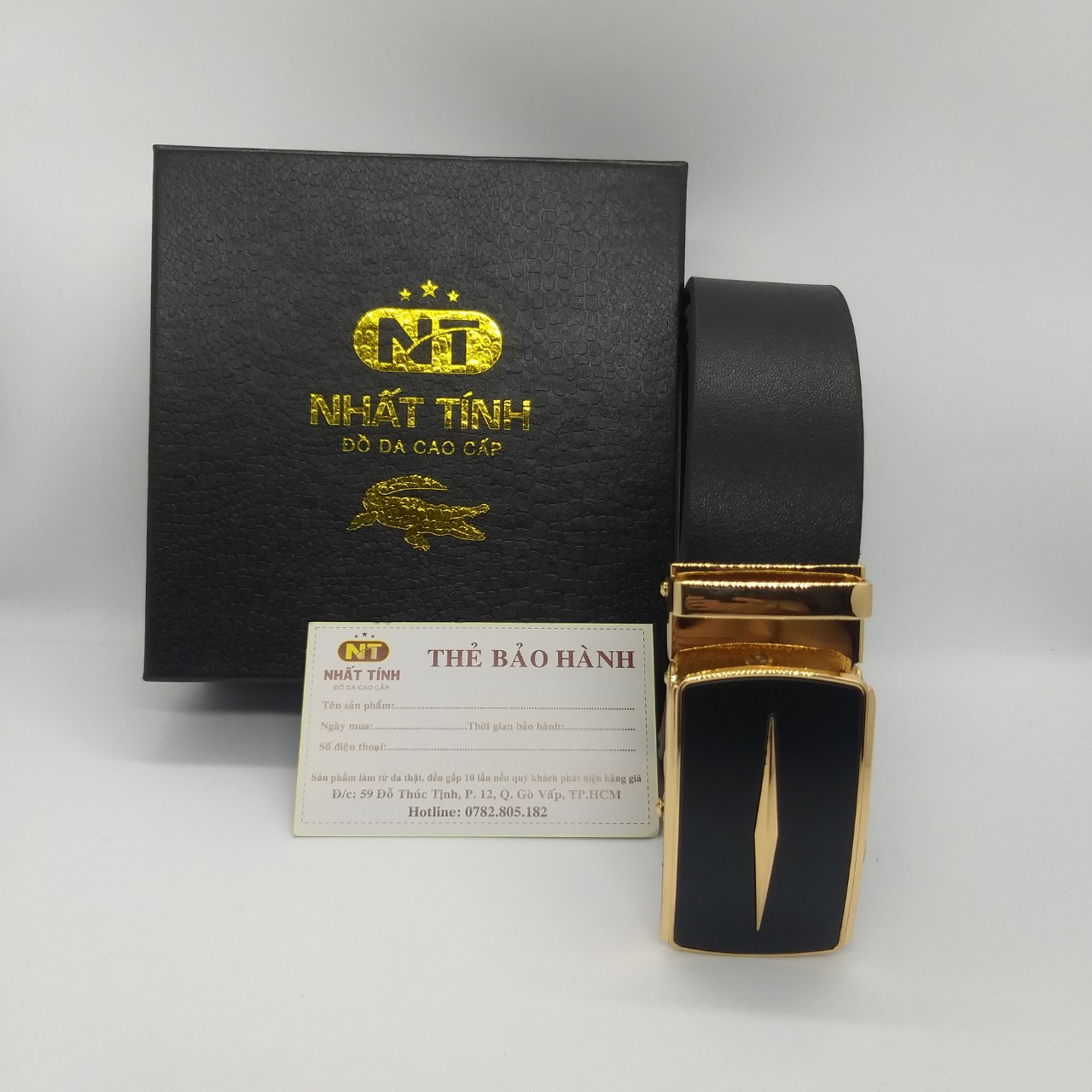 Thắt lưng nam da bò cao cấp nguyên tấm, khóa tự động bản 3.5cm hàng chính hãng Nhất Tính, bảo hành 5 năm