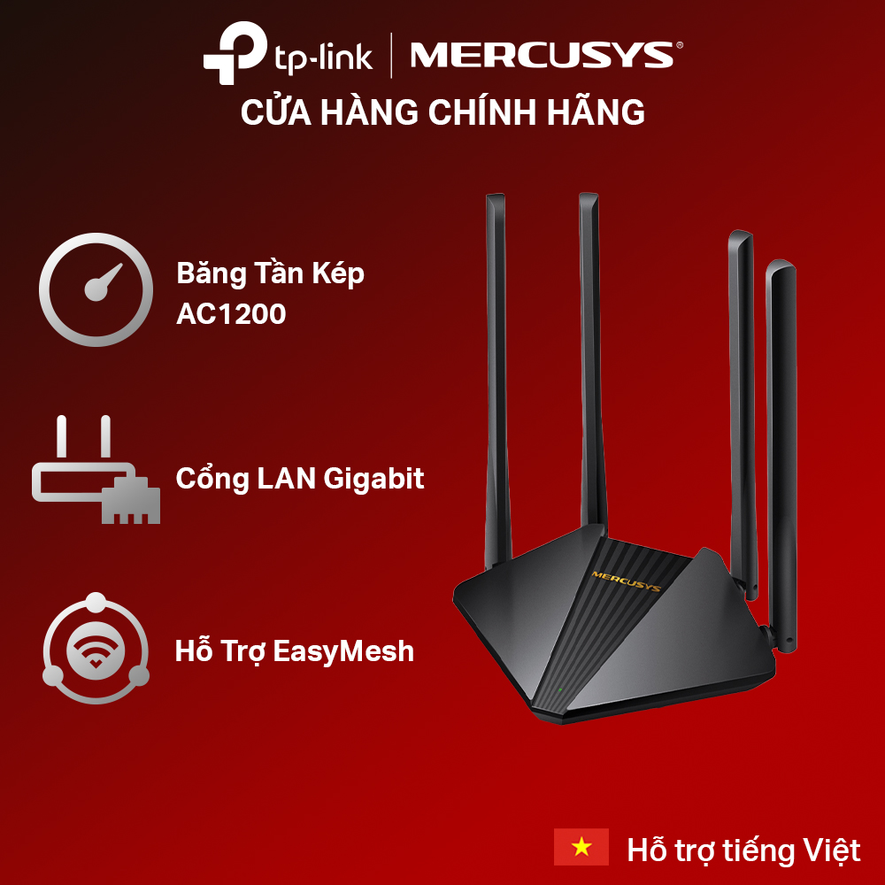 [Hàng Chính Hãng] Bộ Phát Wifi Mercusys MR30G Băng Tần Kép Chuẩn AC Tốc Độ 1200Mbps Cổng LAN Gigabit