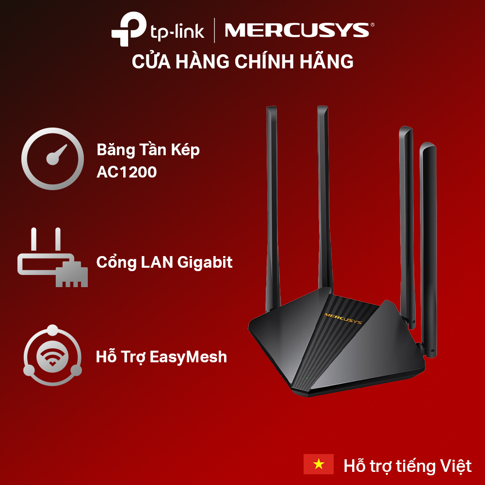 Bộ Phát Wifi Mercusys MR30G Băng Tần Kép Chuẩn AC Tốc Độ 1200Mbps Cổng LAN Gigabit