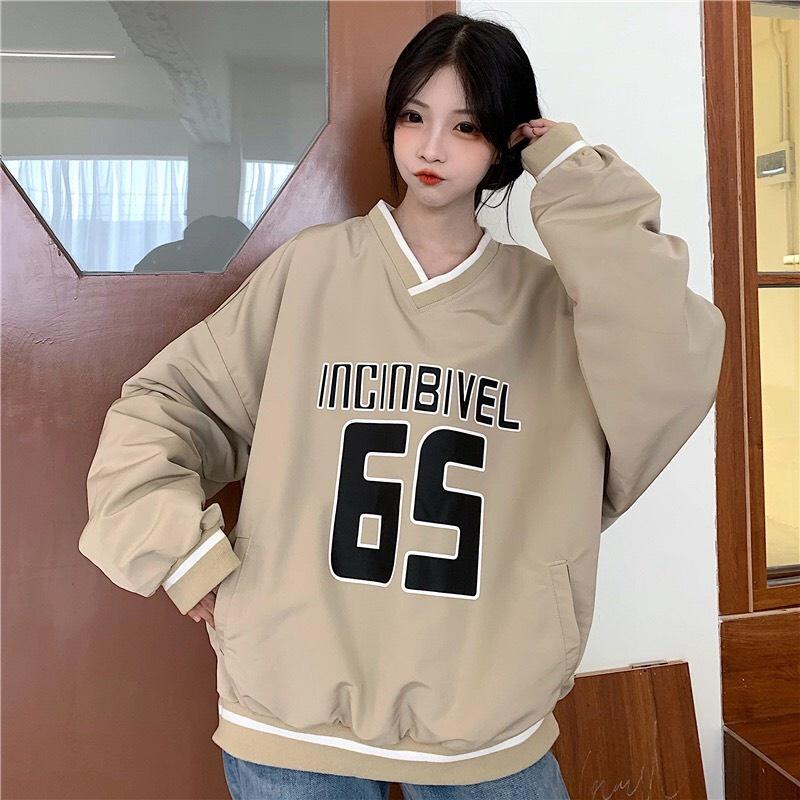 Áo nỉ nam nữ form thụng thời trang ulzzang -Áo sweater tay dài số 65 dáng rộng unisex phong cách Hàn Quốc