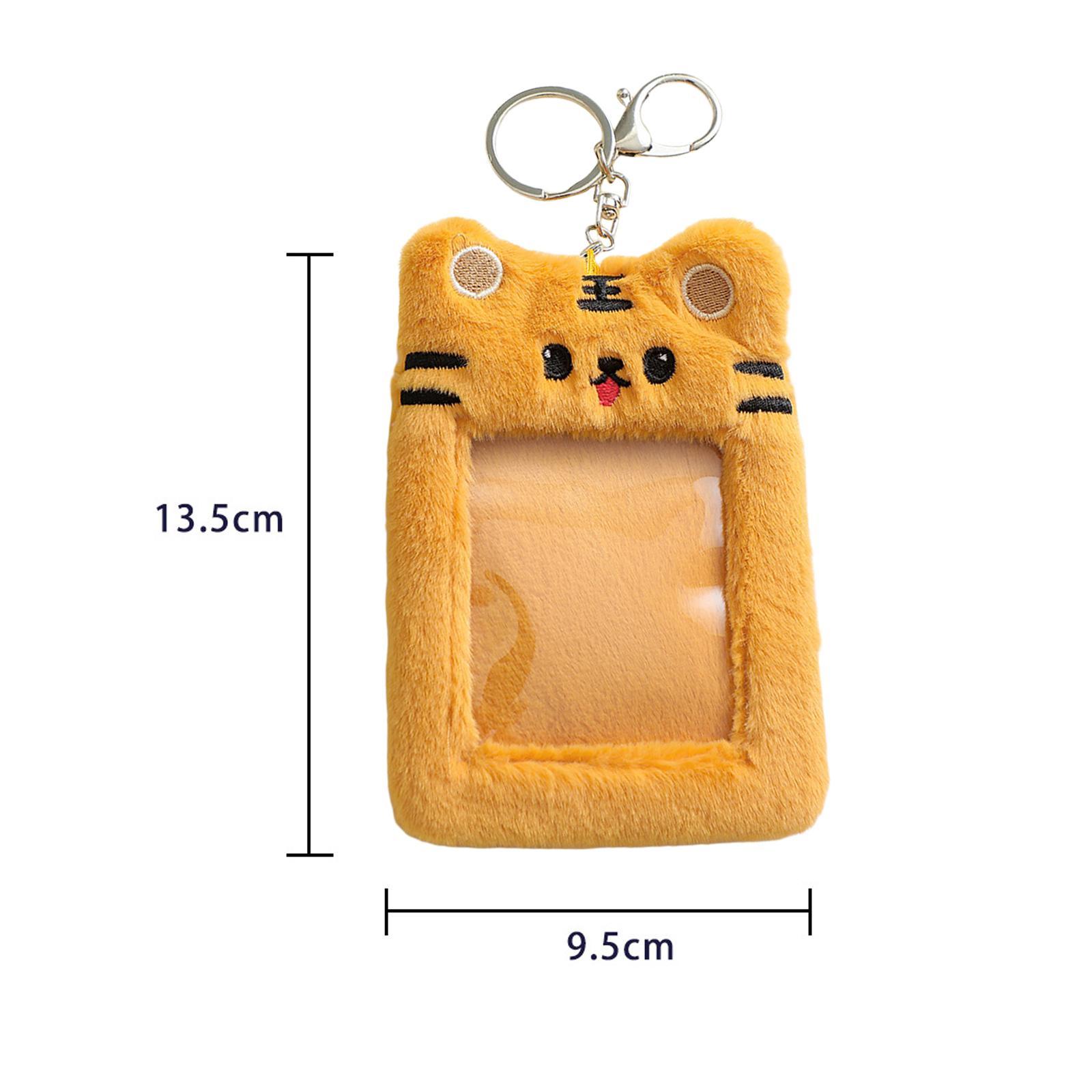 Card Holder Pass Case Photo Sleeve Plush Yellow Tiger