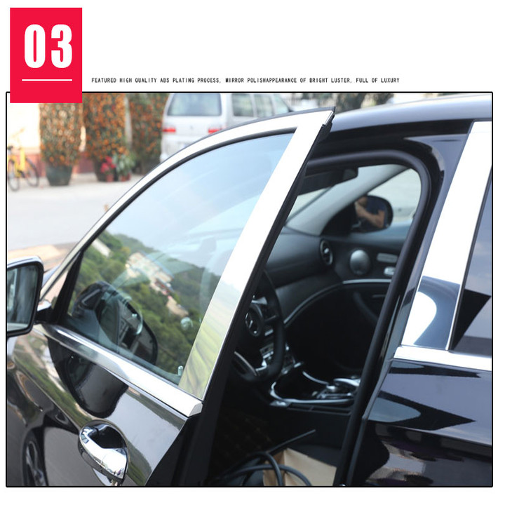 Bộ 4 thanh nẹp inox cột B cánh cửa dành cho xe ô tô Mercedes dòng S-Class đời từ 2014-2020, băng dán 3M hai mặt hình chữ đi kèm đảm bảo chắc chắn
