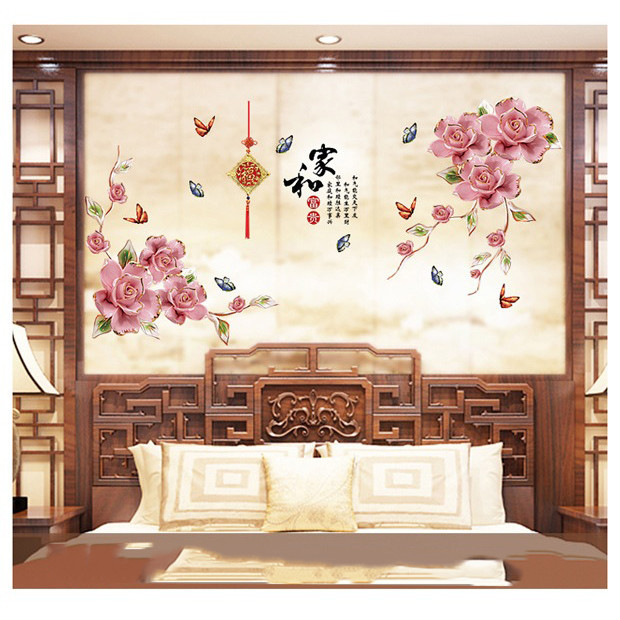 Decal trang trí phòng ngủ Hoa hồng lãng mạn, cổ điển đầy phong cách