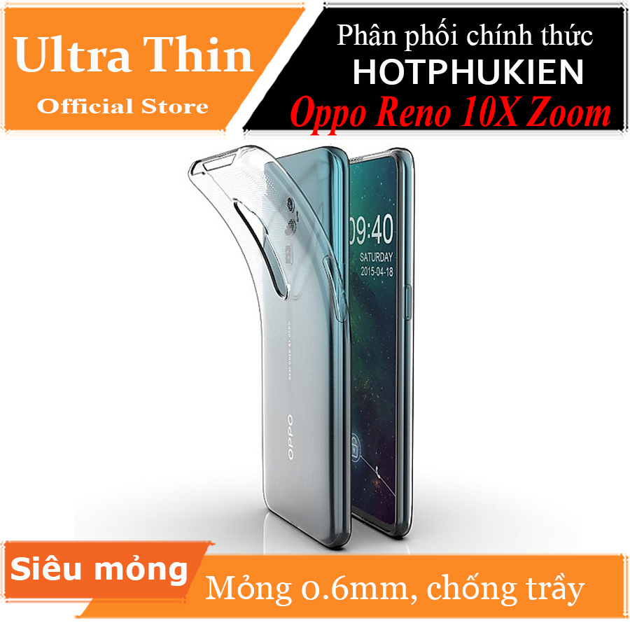 Ốp lưng silicon dẻo cho Oppo Reno 10X Zoom hiệu Ultra Thin trong suốt mỏng 0.6mm độ trong tuyệt đối chống trầy xước - Hàng nhập khẩu