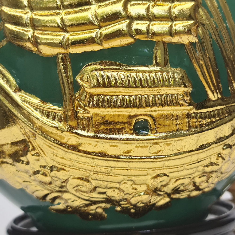 Bình Hút Lộc Gốm Sứ Đắp Nổi Vàng 24K - Thuyền - Hoa Mai - Mx