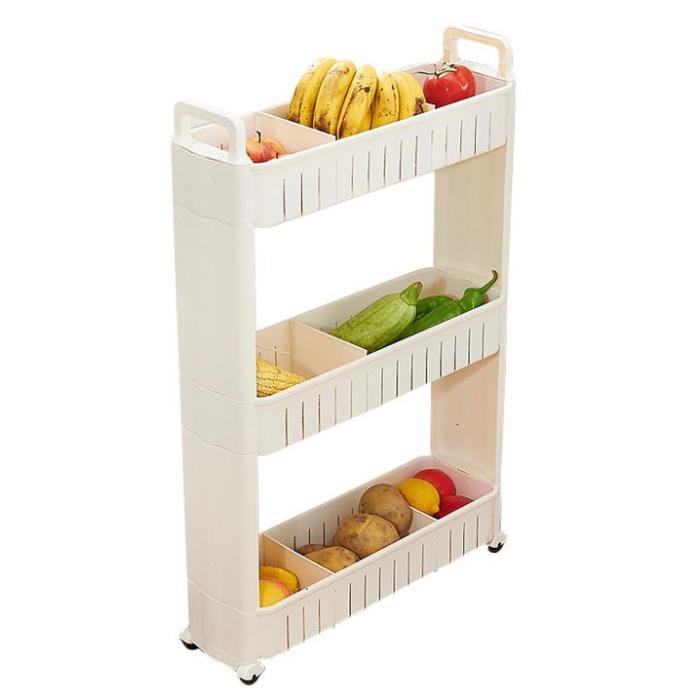 Kệ Nhựa 3 Tầng Để Đồ Đa Năng Có Bánh Xe