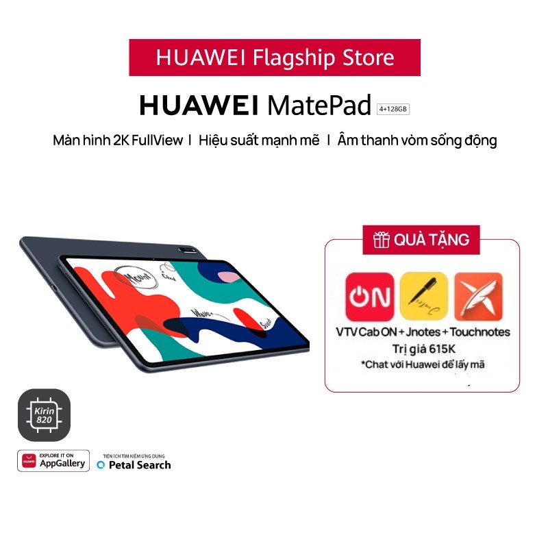 Máy Tính Bảng Huawei Matepad | Màn Hình 2K Fullview | Hiệu Suất Mạnh Mẽ | Âm Thanh Vòm Sống Động | Hàng Chính Hãng