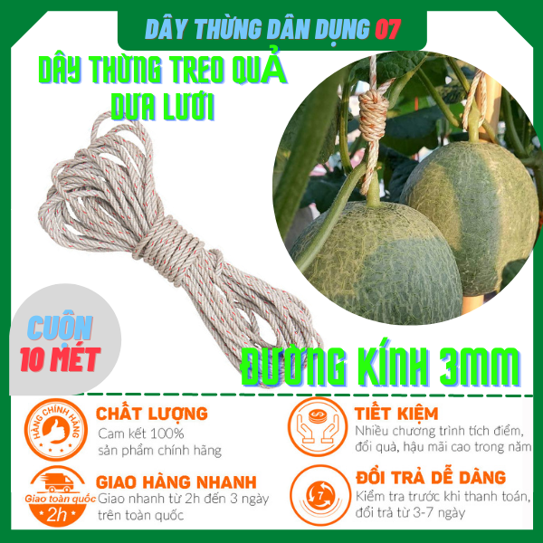Dây thừng 3ly treo quả dưa lưới, dưa lê, dây làm giàn leo siêu bền