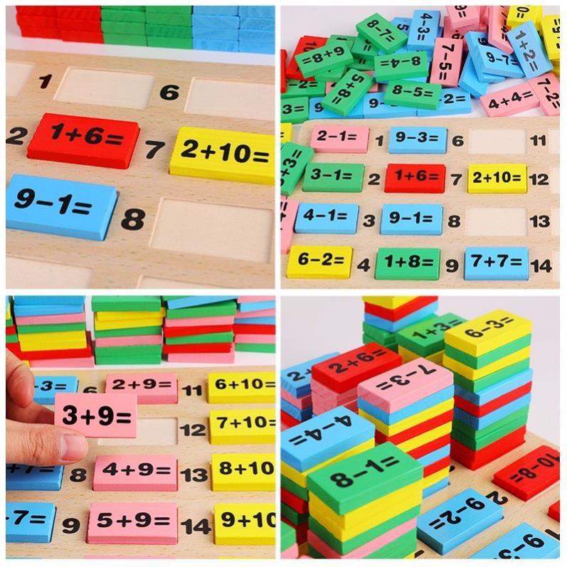 Đồ chơi Montessori Domino Toán Học - Phép Tính Toán Học Domino Bằng Gỗ