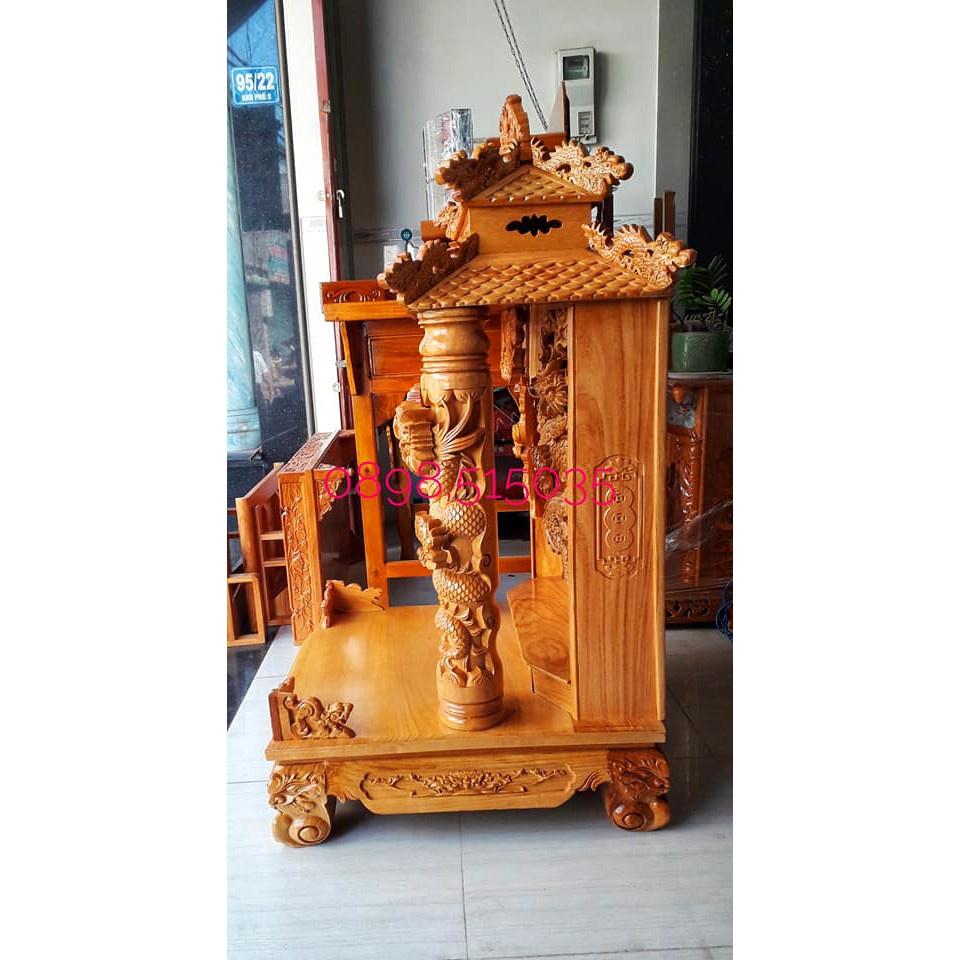 Bàn thờ thần tài mái ngói Cao Cấp 81 x 147cm - Đồ Gỗ Vinh