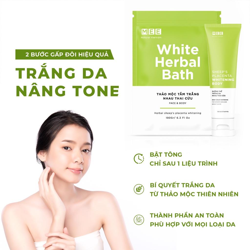 Bộ Trắng Da Nhau Thai Cừu Mee Natural - Tắm Trắng Thảo Mộc 180g + Dưỡng Thể Trắng Da 162g