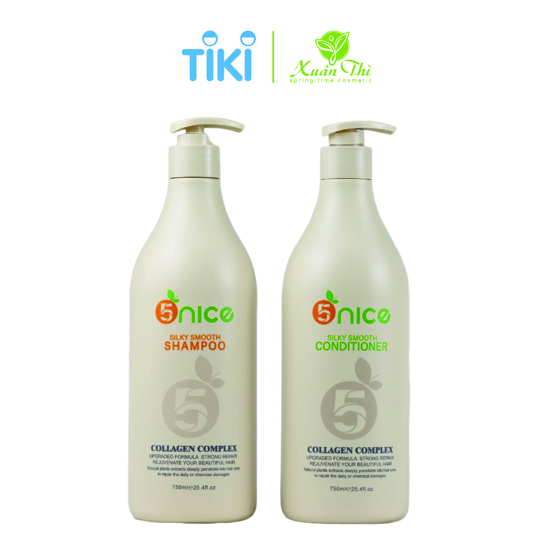 Bộ gội xả ngăn gàu collagen keratin dưỡng tóc hư tổn 5NICE – 750ml