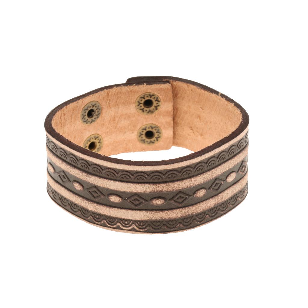 Punk Rock Leather Men' Bracelet Strap Belt Cuff Wrist Band