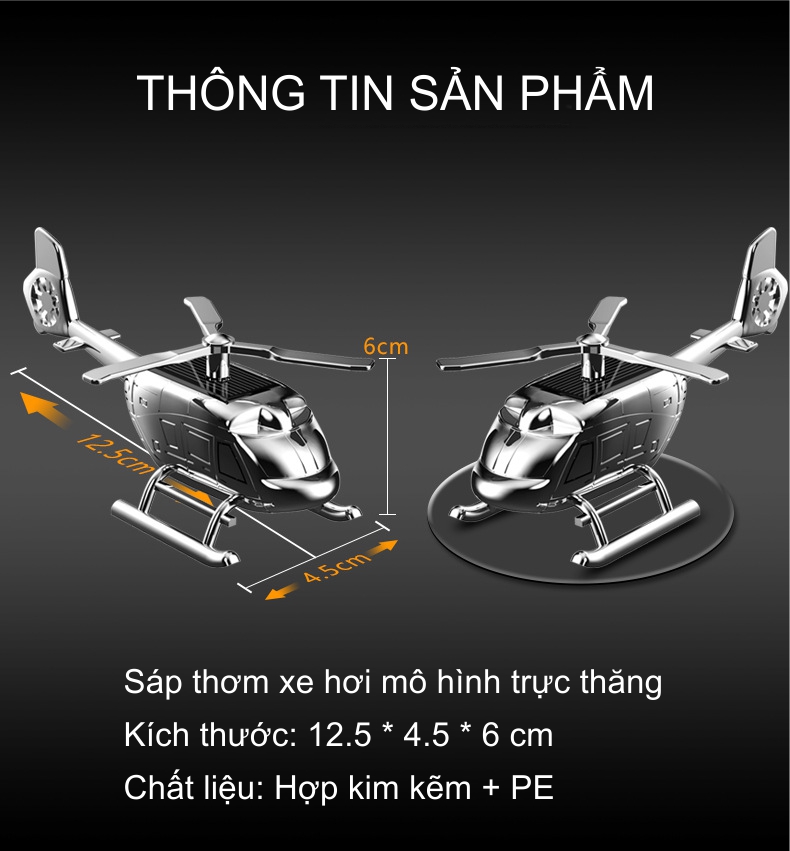 Sáp thơm trang trí táp lô xe hơi, ô tô chạy bằng năng lượng mặt trời mô hình trực thăng