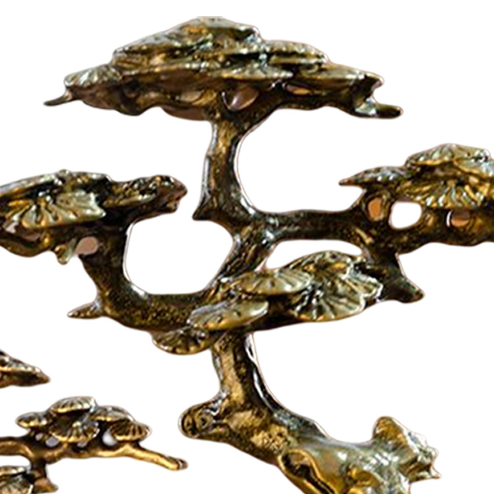 Antique Tree Statue Miniature Figurine Copper for Lawn Table Home Decoration